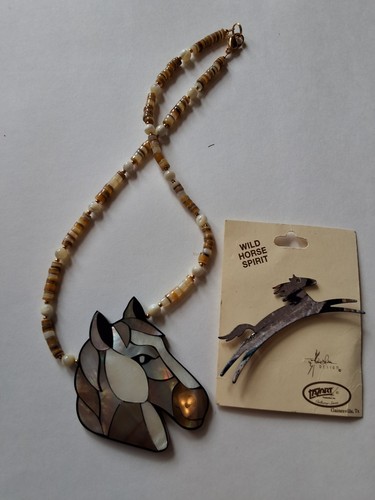 Vintage Lee Sands Horse Head Necklace and Wild Horse Spirit brooch.