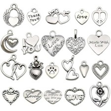 WOCRAFT 60pcs Love Heart Bracelet Charms for Jewelry Making Valentine