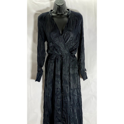 ZARA BASIC Collection Women's Black Surplice Long Sleeve Midi Dress SZ S