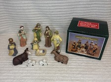 Nativity Set  11x Ceramic Figures Up to 6.5 Inches High  Hand Painted  Orig. Box
