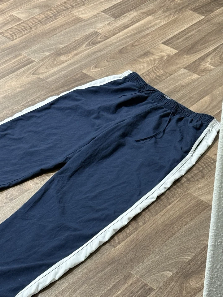 Pantalones deportivos vintage Nike para hombre XL azul marino cortavientos cordón Y2K Foto 3 de 4