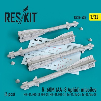 ResKit RS32-0405 - 1:32 R-60? (AA-8 Aphid) missiles (4 pcs) (MiG-21,MiG-23,MiG-2