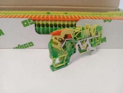 WAGO-2102-1307ground terminal block with Lever and Open Tool Slots  rail mount