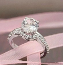 2.50Ct Round Moissanite Twisted Band Engagement Ring 14K White Gold For Women