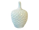 Vintage Milk Glass Strawberry Trinket Jar with Lid – Textured White Glass Decor