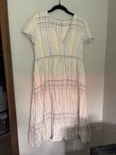 Madewell Women’s Linen-Blend Clara Midi Dress in Plaid Sz MP