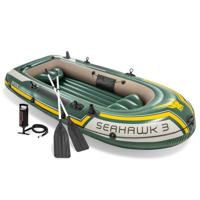 INTEX 68380EP Seahawk 3 Inflatable Boat Set: Includes 3-Person, Light Green 