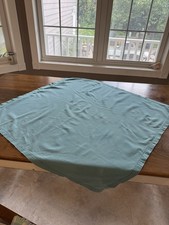 Vintage Aqua Blue 32 x 32 Square Cotton Feel Table Topper Hemstitch Border