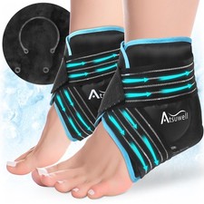 Atsuwell Ankle Ice Pack Wrap 2 Packs for Swelling Spraine 2 packs, Black