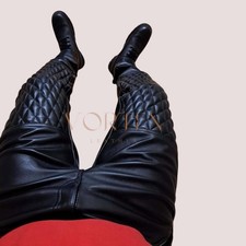 Men's Padded Style Black Leather Pant In Genuine Soft Lambskin Leather Pant