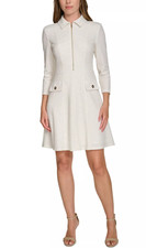 Tommy Hilfiger Women's Cream Fit & Flare Boucle Dress - size 6 - retail $149