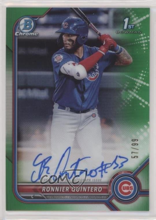2022 Bowman Chrome Prospect Green Refractor 57/99 Ronnier Quintero #CPA-RQT Auto