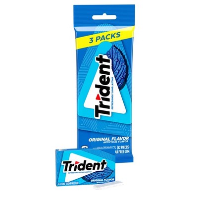 Trident Original Flavor Sugar-Free Chewing Gum, 3 14 Count (Pack of 3), White 
