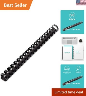 Durable 50 Pack Binding Combs, 1 Inch, 225 Sheet Capacity for Office and School