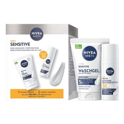 NIVEA MEN Sensitive Waschgel + Gesichtspflege LSF 30 Set & Gesichtscreme