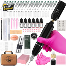 Eyebrow Microblading Tattoo Machine Kit Wireless Tattoo 50Pcs Needles