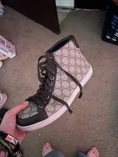 Gucci Mens GG Logo Canvas High-Top Lace-Up Sn...