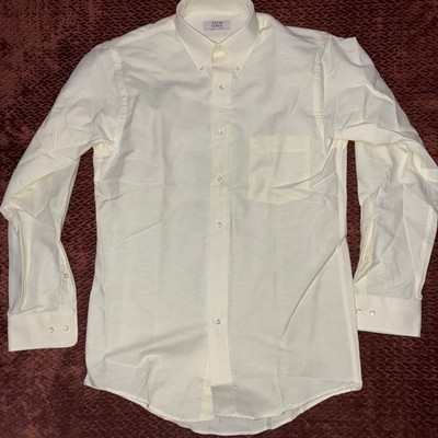 Arrow Dover Oxford Button Down Shirt Mens 14.5 32/33 Cream Made In USA Vintage