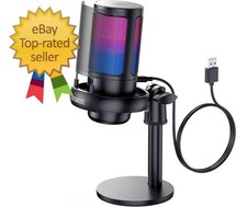 RGB Gaming Microphone with Quick Mute Stand USB Condenser Mic for Streaming