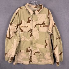 Vintage US Military Jacket Mens Large Long Desert Camo USMC BDU Coat 90s