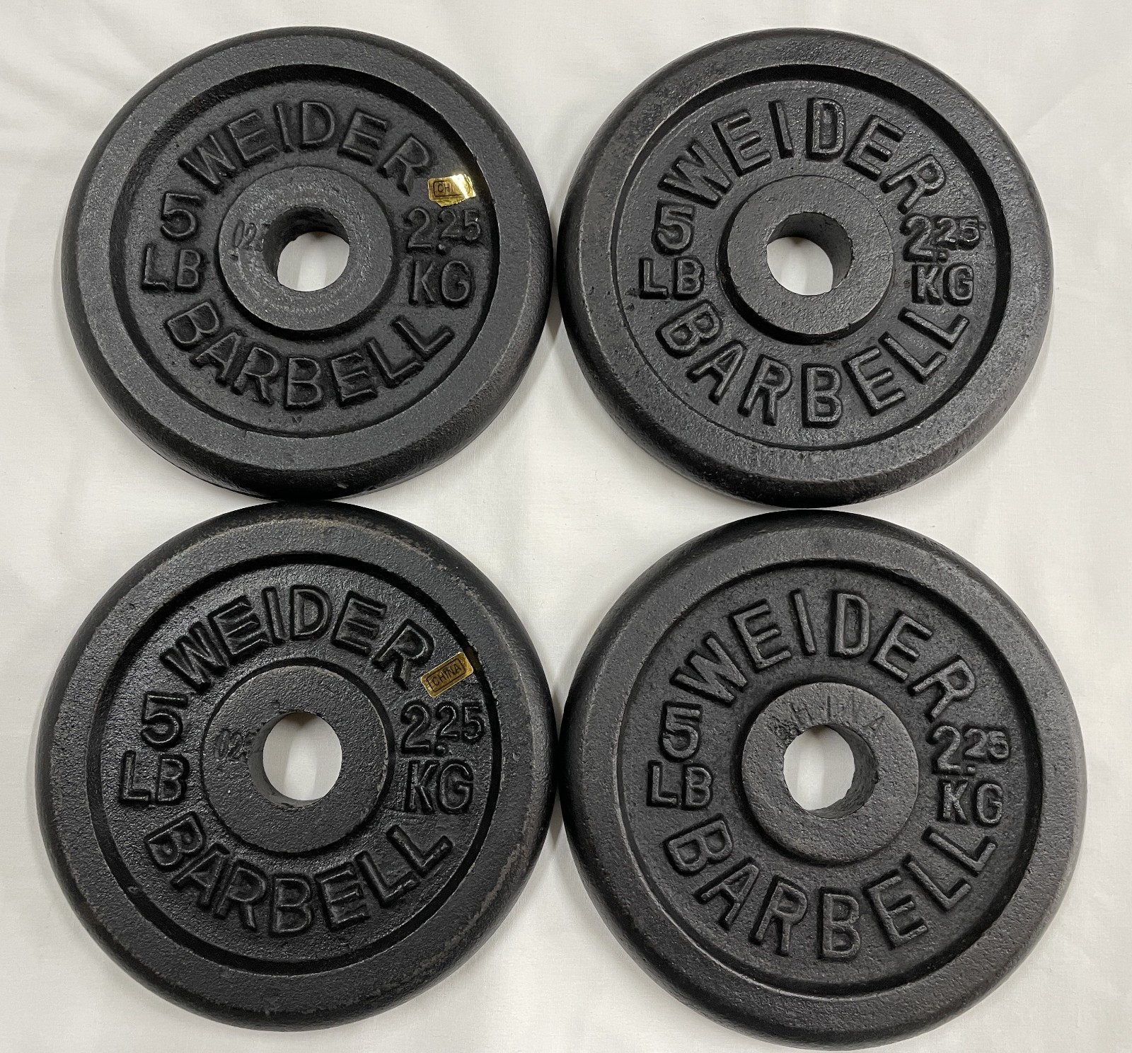 Weider 5 lb Barbell Weight Plates, standard 1", x 4 = 20 lb total