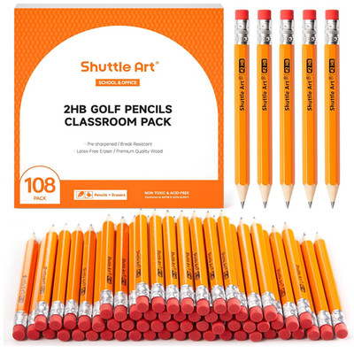 HB Bleistifte 108er 8,9cm Mini Holz Radiergummi Golf Schule 1 Klasse Schreiben