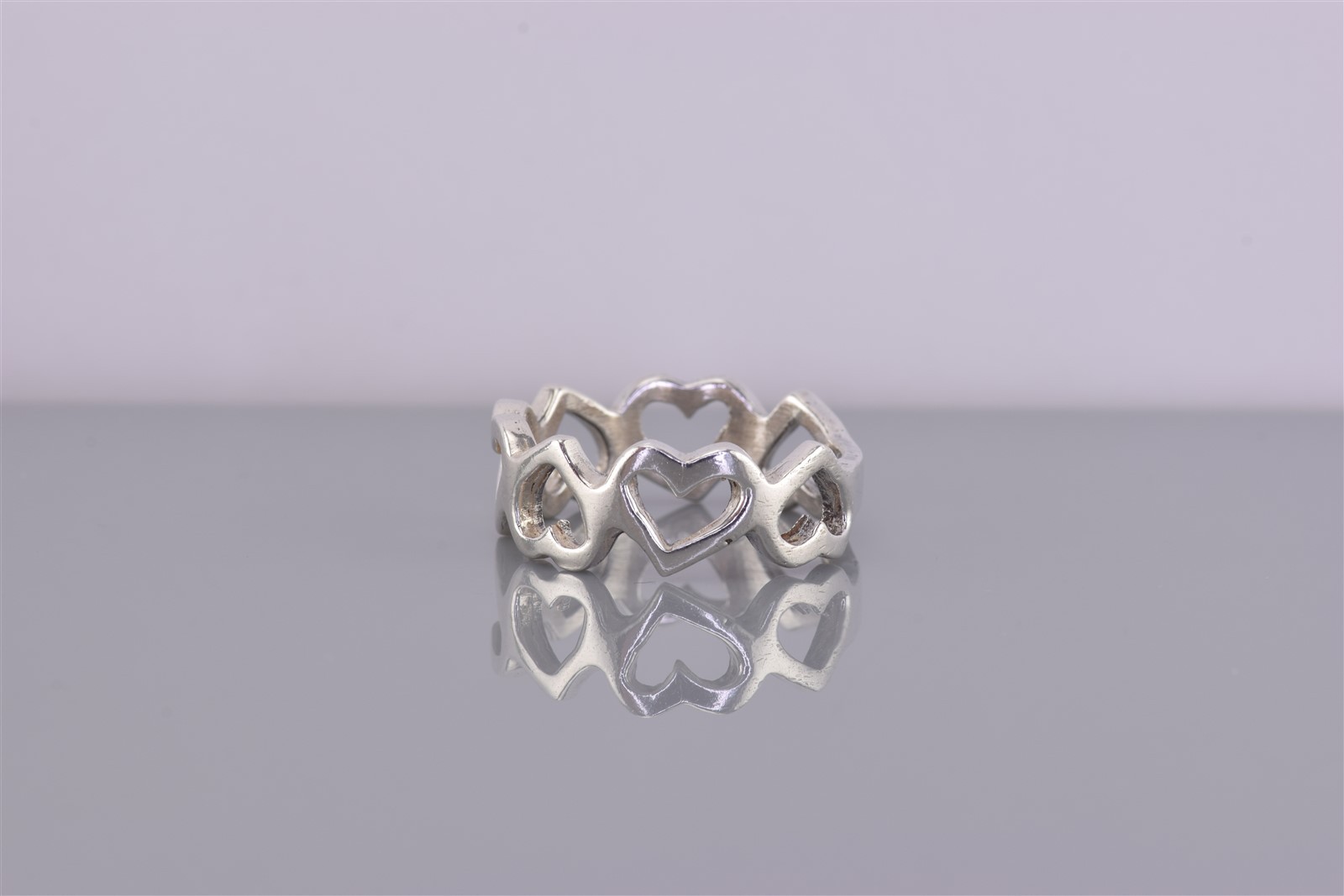 Sterling Silver 7mm Solid Inverted Open Hearts Ba… - image 5