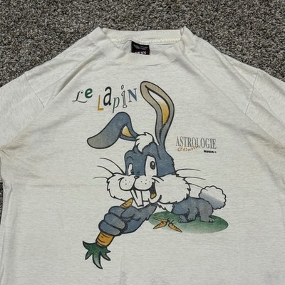 Vintage 90s BUGS BUNNY Le Lapin Astrology TShirt Single Stitch Made in Canada M