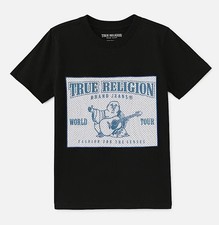 Image of True Religion Mens T-Shirt Graphic Mesh Logo Half Sleeve Crew Neck Cotton Tee