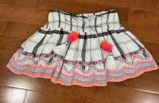 Hemant & Nandita Viscose Smocked Tassel Tie Elastic Waist Mini Skirt Sz. L