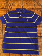 Polo Ralph Lauren Shirt Mens Large L Blue Yellow Striped Pink Pony Logo Preppy
