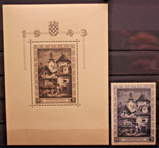 Croazia 1943 Esposizione Filatelica Foglietto + Francobollo nuovo MNH** (C.V)