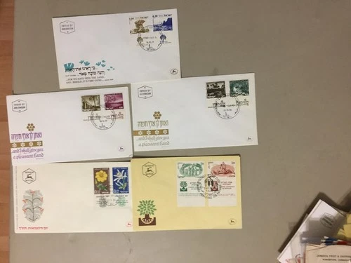 Ten Israel fdc with two TAB stamps