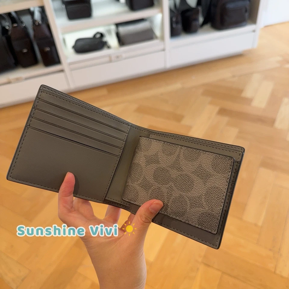 NWT Coach Men's 3-In-1 WalletIn Signature Canvas With Patches CCG27 Grey Multi - Image 3 of 4