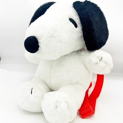 Peanuts Snoopy Plush Backpack Plush Red Straps Zipper Bag