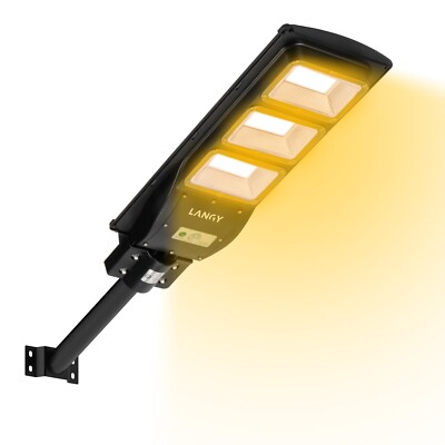 LANGY 90W Solar Street Lights Outdoor 12000LM Solar LED Street Light Solar Po...