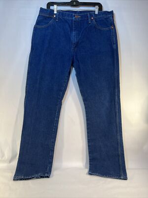 Wrangler Mens 38X32 Straight Leg 5 Pockets Jeans Blue Denim