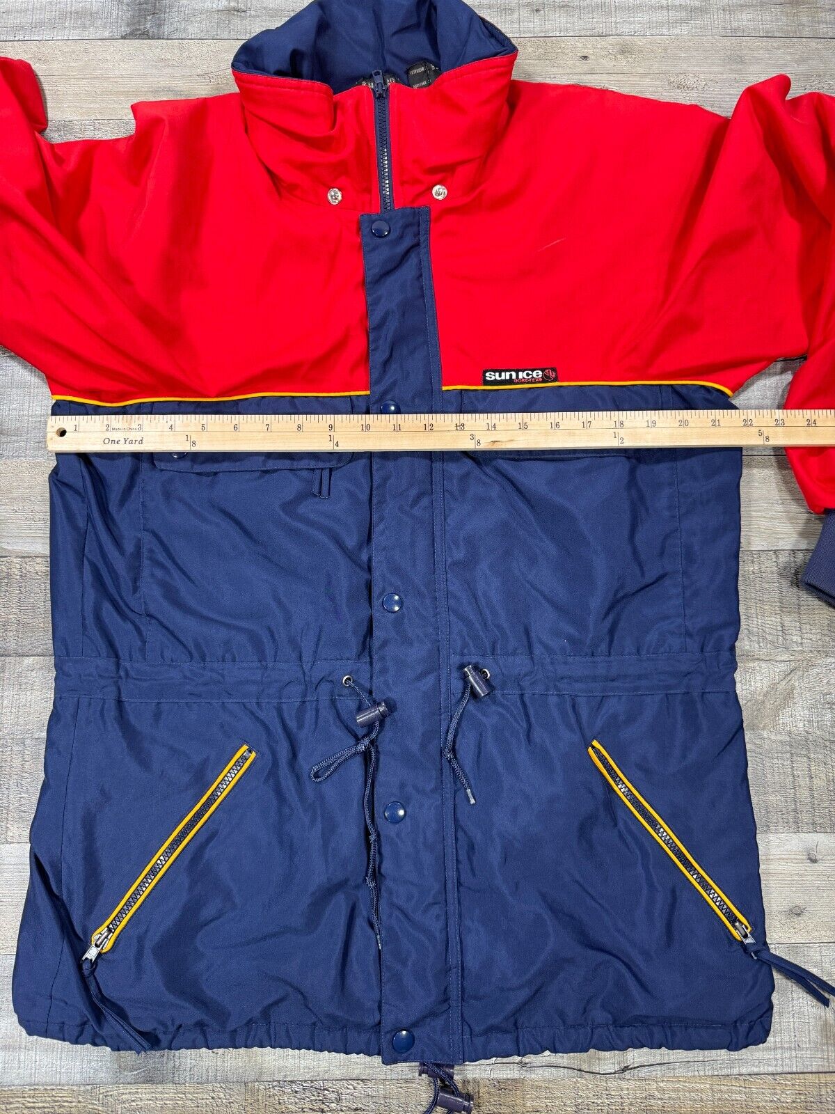 Vintage Sunice Jacket Mens Medium Blue Red 1988 C… - image 5