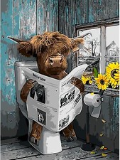 DIY Paint by Numbers for Adults-Highland Cow Canvas Oil Painting Kit for Adults