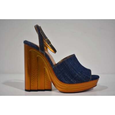 Christian Louboutin Mira Colunata 120 Denim Platform Wedge Sandal
