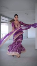 INDIAN DESIGNER TAPETA SILK SUIT WITH SEQUNECE WORK AND SHARARA WITH DUPATTAPART