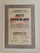 Aktie Cammann & Co. AG, Chemnitz, 1920, 1.000 Mk.; Hochhaus, Willy Sch&ouml;nefeld