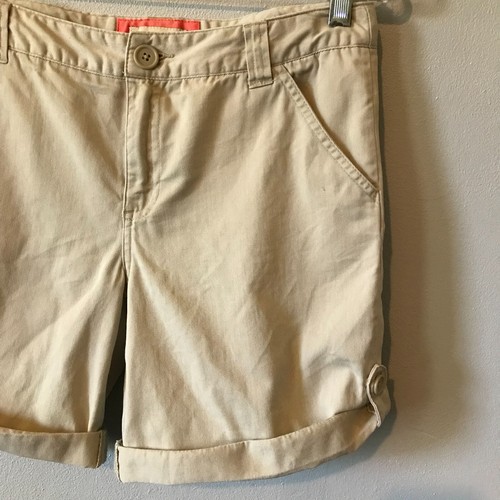 Cherokee Girl's Shorts Size XL 14/16 Tan Zip-Fly Cuff Hem Bermuda Cotton Pockets - Picture 5 of 9