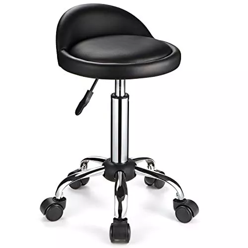 FNZIR Swivel Rolling Stool with Wheels Height Adjustable Stool