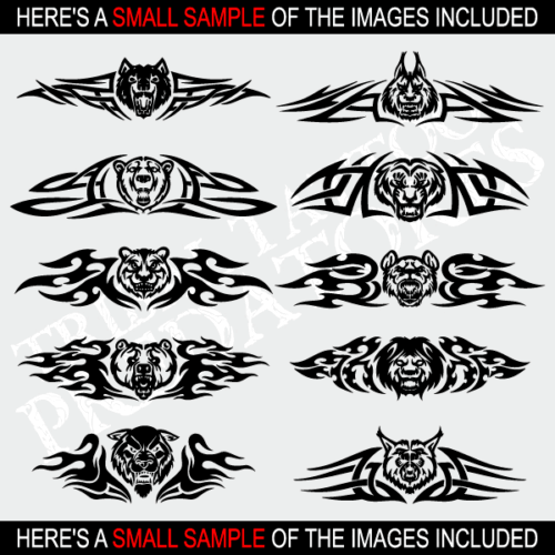 TRIBAL TATTOO PREDATOR CLIPART -FLAMES VECTOR CLIP ART -VINYL CUTTER PLOTTER CD - Picture 2 of 6