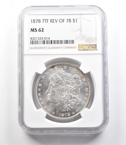 1878 7TF Morgan Silver Dollar Reverse Of 78 MS62 NGC *2538