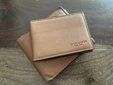 COACH Leather Brown bi-fold Wallet Cards Holder /ID case/ Set 2