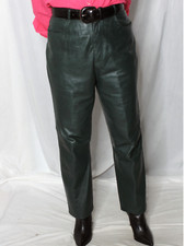 Womens Leather Pants Dark Green 12 SOFT Lambskin Siena Vintage 80s 90s Rare