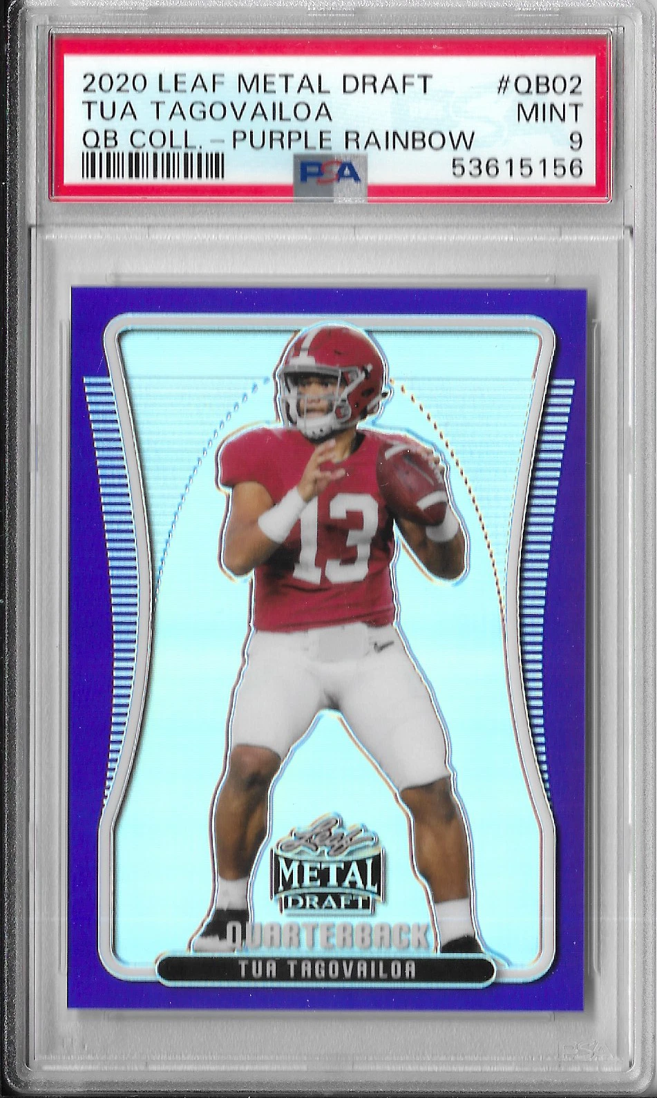Tua Tagovailoa Leaf Metal Draft Quarterback Collection #QB02 Purple Rainbow