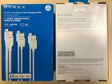 3 Pack Dynex BestBuy MFi-Certified Lightning to USB-A iPhone Cable 3FT 6FT 10FT